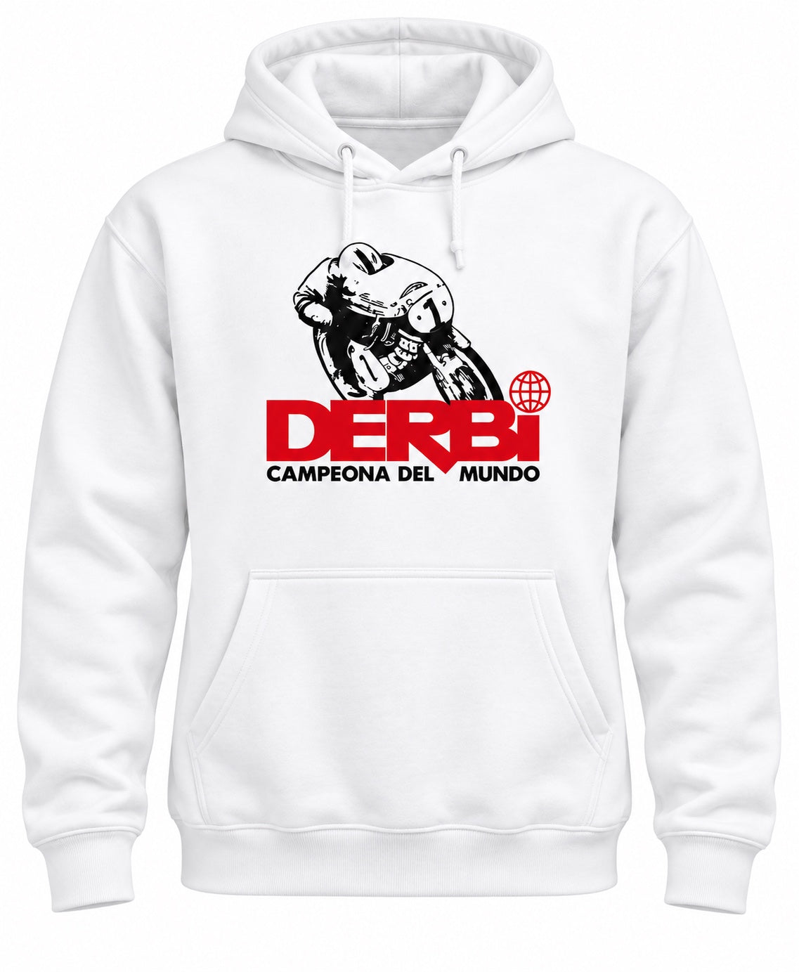 Sudadera con capucha DERBI · Campeona del mundo — blanco