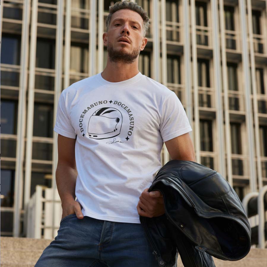 CAMISETA BLANCA OLD SCHOOL ANGEL NIETO 12+1 "LA LEYENDA"