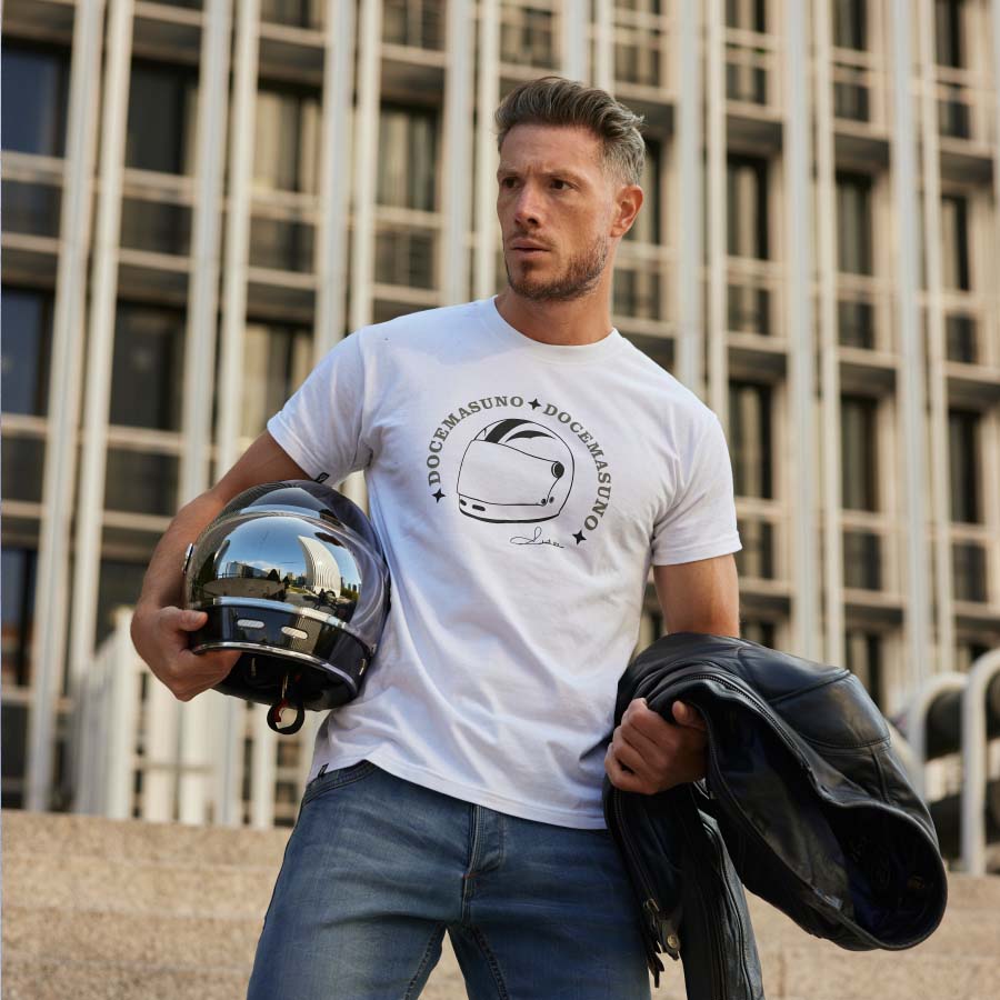 CAMISETA BLANCA OLD SCHOOL ANGEL NIETO 12+1 "LA LEYENDA"